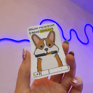 Стикер — Корги с номером